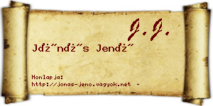 Jónás Jenő névjegykártya