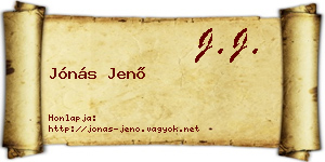 Jónás Jenő névjegykártya